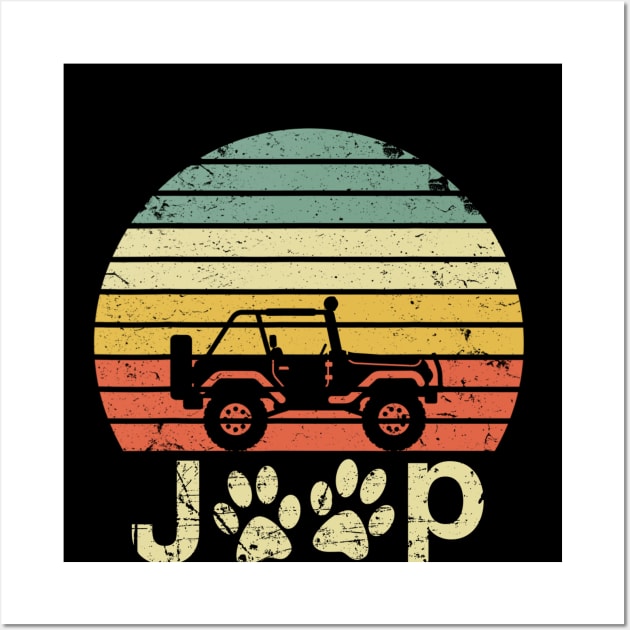 Vintage Jeep Cute Dog Paws Funny Jeep Retro Jeep Sunset Jeep Men/Women/Kid Jeep Wall Art by Liza Canida